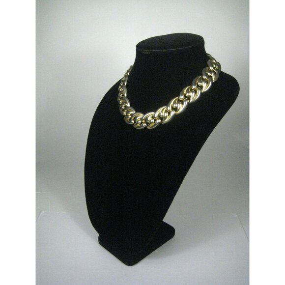 Necklace Women 19 In Goldtone Vintage 1960s 1970s Choker Collar Panel Statement - Picture 3 of 4